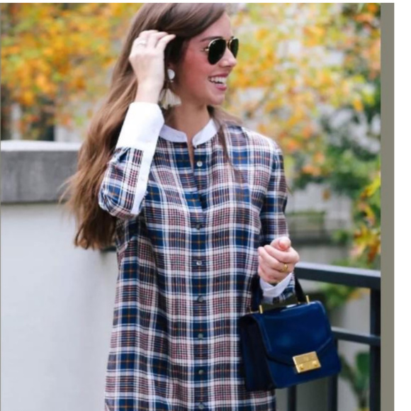 New Cora Milano Tartan Plaid Silk Shirtdress - Picture 3 of 12